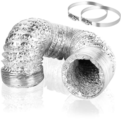 Afvoerslang - Flexibele slang - Ventilatie en afvoer - Inclusief klemmen - 3 meter - Zilver