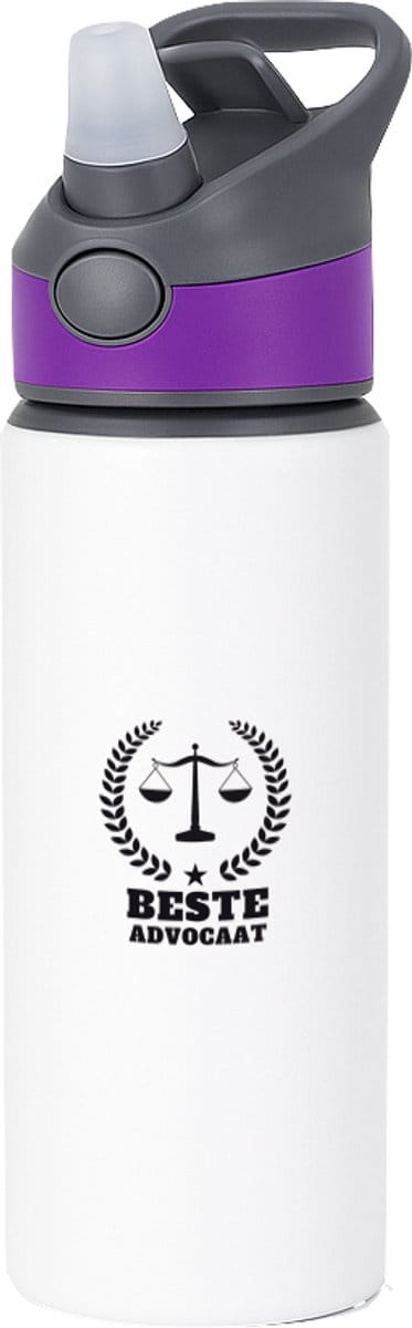 Hacebo® - beste advocaat waterfles met rietje paars - Beste advocaat - collega - cadeau - water fles - 650ML
