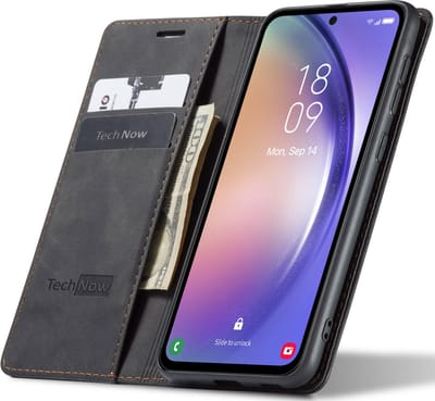 Hoesje geschikt voor Samsung Galaxy A55 - Book Case Leer Slimline Zwart