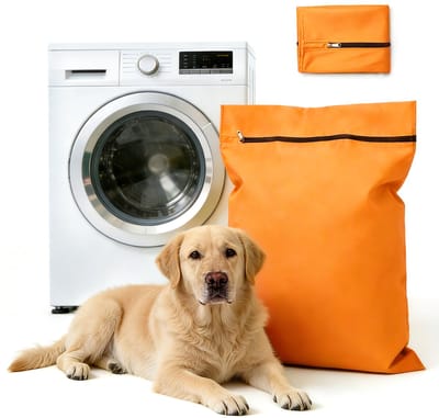 Waszakken voor huisdieren - Waszakken van twill polyester - Grote waszakken met rits - Voorkomt dat waszakken verstopt raken door dierenhaar - Waszakken voor huisdierendekens - Geweldig voor honden en katten (70x80cm) - oranje kleur-L