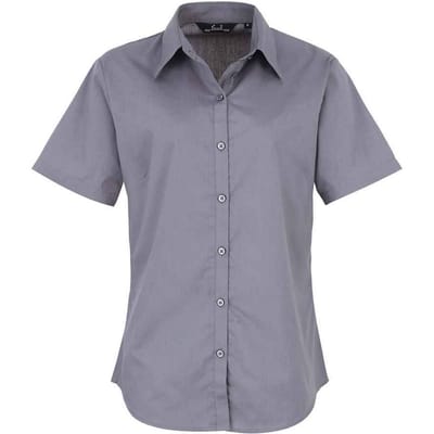 Premier Dames/Dames Popeline Blouse met Korte Mouwen (Staal)