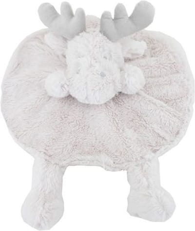 Knuffeldoekje baby en peuter – Kraamcadeau - Knuffeldoek met eland als dierenvriendje – rond 30x30 cm - Beige - Knuffelzacht