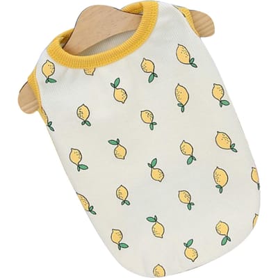 Gilet pour chien Motif Citron Confortable Adorable Respirant Coton Vêtements pour chien Tenue pour animal de compagnie pour l'été Beige S S beige