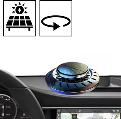 SolarSpin Auto Luchtverfrisser op Zonne-energie - Diffuser met Rotatie – Navulbaar met Eigen Parfum – Auto Geurverspreider – Dashboard Gadget – Zonder Batterij/USB