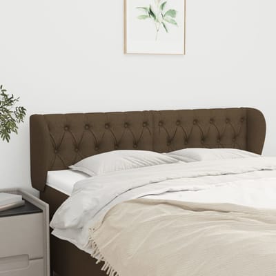 vidaXL - Hoofdbord - met - randen - 147x23x78/88 - cm - stof - donkerbruin