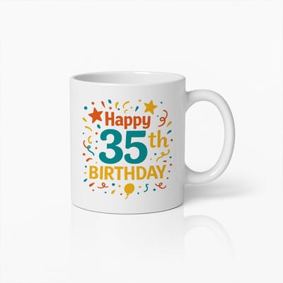 330ml Gelukkige 35ste Verjaardag Mok Kleurrijke Viering Koffiebeker