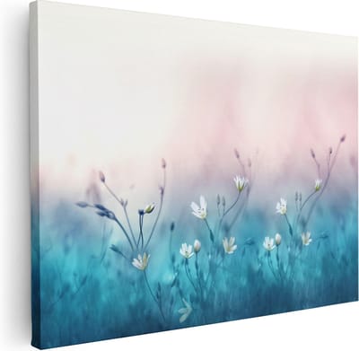 Artaza Canvas Schilderij Wilde Bloemen - 40x30 cm - Klein - Muurdecoratie Bloemenveld - Wanddecoratie Woonkamer - Kamer Accessoires
