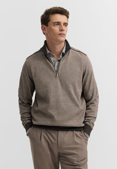 Bugatti Herren Sweatjack van katoenmix met structuur