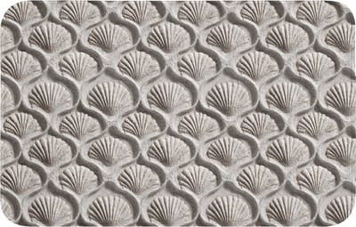 Badmat 80x50 cm - Antislip - Zand - Schelpenvorm - Grijs - Badmatten voor badkamer - Badkamermat - Douchemat - Badkamer mat