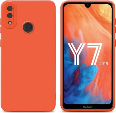 Cadorabo Hoesje geschikt voor Huawei Y7 2019 / Y7 PRIME 2019 in FLUID ORANJE - Beschermhoes gemaakt van flexibel TPU silicone Cover Fluid Case