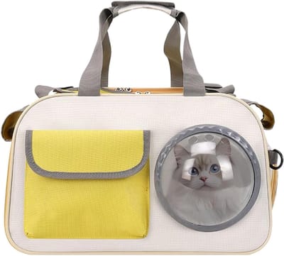 Kattenvervoer Tas - Dierenmand Reizen - Veilig Vervoer - Ademend Ontwerp - 45x26x28cm - Geel