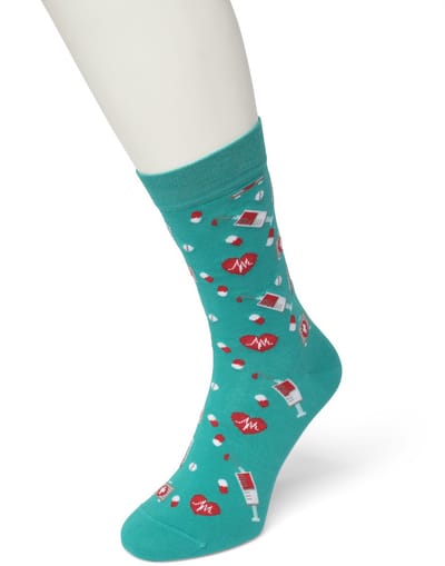 Bonnie Doon Dames Sokken met Medische Print maat 36/42 Blauw - Thema Sokken - Ziekenhuis - Dokter - Cadeau Sokken -Word je Happy en vrolijk van - Zacht Katoen met Gladde Teennaad - Comfortabel - Perfect Cadeau - Ceramic - BT991116.174