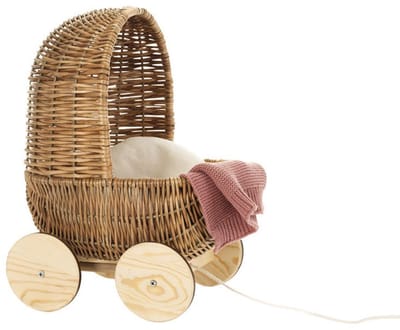 Egmont Toys poppenwagen riet klein - speelgoed poppenwagen 28x23x37 cm.