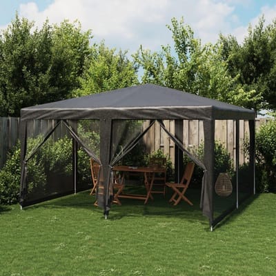 Partytent met zijpanelen - Paviljoen Tuinfeest - Buitenfeesten Organiseren - Waterdicht HDPE Dak - 4 x 4 meter - Antraciet