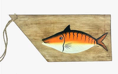 Sloophout met Vis oranje 30x20x15 cm