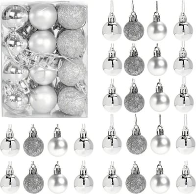 Livano Kerstballen - Kerstversiering - Plastic - Zilver- 3 cm - 24 stuks