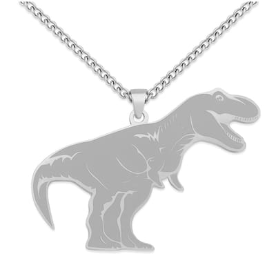 Tyrannosaurus Rex Ketting Zilverkleurig - Dinosaurus Hanger - T-rex - Roestvrij Staal / Stainless Steel - 60cm - Pax Amare