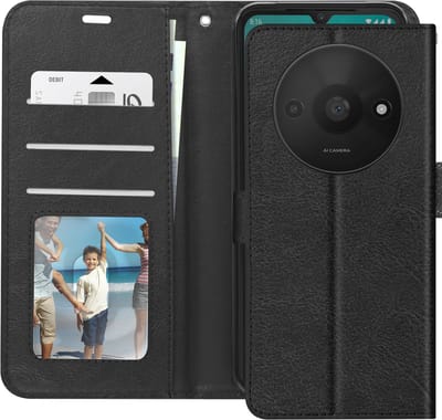 Mayaxess, Foliohoes voor Xiaomi Redmi A3 Bescherming met polsband Multifunctionele flap, Zwart