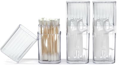 Draagbare en Transparante Houder voor Wattenstaafjes, 3 Stuks, Ideaal voor Reizen met Stofdichte Deksel
