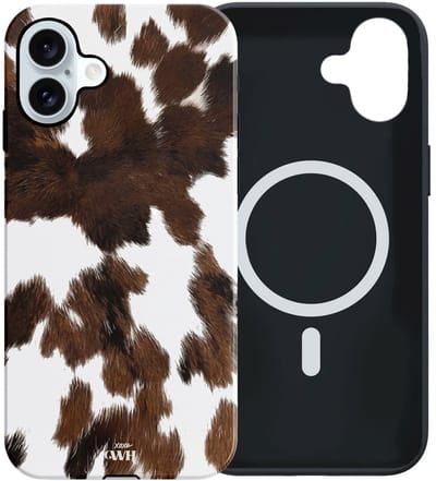 xoxo Wildhearts telefoonhoesje geschikt voor iPhone 17 MagSafe - Midnight Rodeo - Magnetische hard case met dubbele beschermlaag - Beschermhoes shockproof case - Hoesje met dierenprint - Stier - Bruin / Beige
