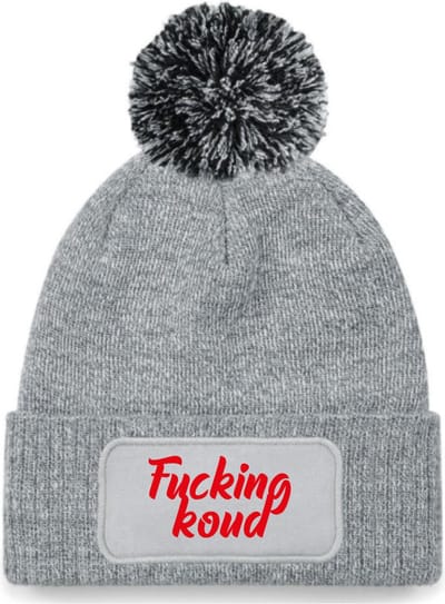 Fucking koud (cursief) wintermuts grijs pompoen | rood - soBAD. | Wintersport | Après ski verkleedkleren | Unisex | Heren en Dames Beanie