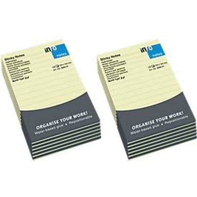 INFO zelfklevende notitieblaadjes, gelinieerd, 100 mm x 150 mm, 12 x 100 vellen