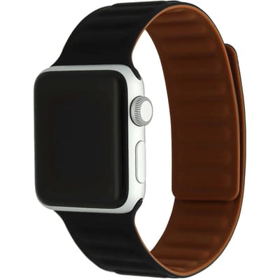 123watches solo ribbel bandje - siliconen - zwart - 38 · 40 · 41 & 42 mm - Geschikt voor Apple Watch series 1/2/3/4/5/6/7/8/9/10/11/12/SE/SE2/SE3