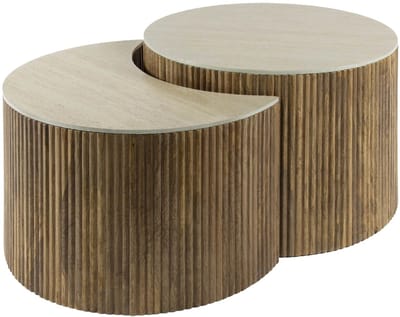 Giga Meubel Salontafel Nuovo - Travertin - Set Van 2 - 60x60x40cm