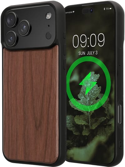 kwmobile Echt Houten Beschermhoes voor Apple iPhone 18 Pro Max / iPhone 17 Pro Max – Hout & TPU Cover – donkerbruin walnoothout