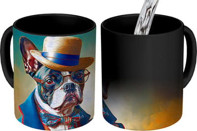 Magische Mok - Foto op Warmte Mokken - Koffiemok - Hond - Kleding - Accessoires - Verf - Portret - Magic Mok - Beker - 350 ML - Theemok