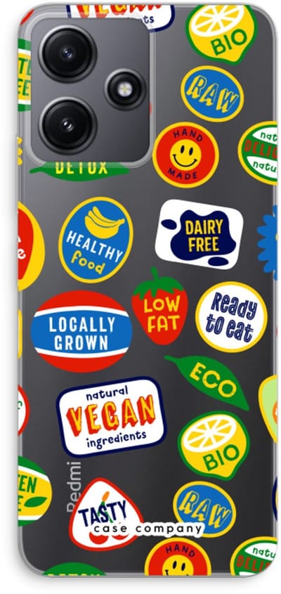 Case Company® - Hoesje geschikt voor Xiaomi Redmi 12 hoesje - Fruitsticker - Soft Cover Telefoonhoesje - Bescherming aan alle Kanten en Schermrand