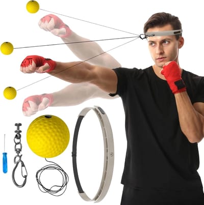 Boks Training Bal - Reflex Bal - Reactie Verbeteren - Montagevrij Systeem - Diameter 6 cm - Geel