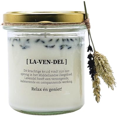 Geurkaars met bloemen - lavendel