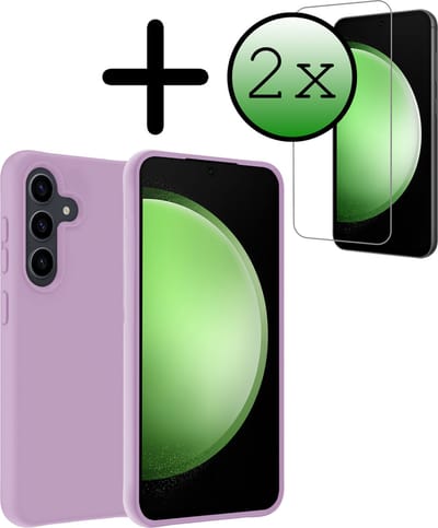 Hoesje Met 2x Screenprotector - Geschikt voor Samsung Galaxy S23 FE - Sterk & Shockproof - Back Cover - Siliconen Case - Telefoon Hoes - Lila