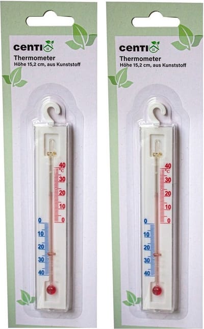 Kunststof Thermometer Wit voor binnen of buiten set van 2 stuks