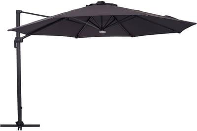 Torben hangparasol ø3,5m met zonnecel verlichting zwart, grijs.