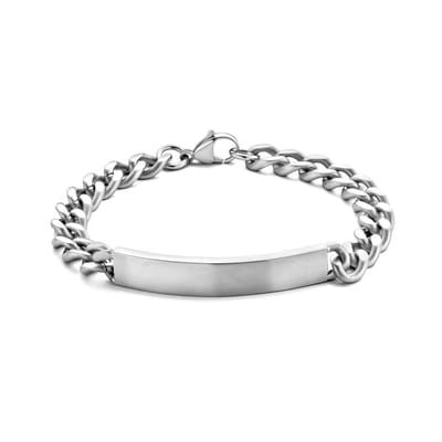 Frank 1967 7FB-0522 stalen Plaat Armband - Heren - 9,2 mm Breed - 21 cm lengte - Gourmette - Staal - Geborsteld - Zilverkleurig