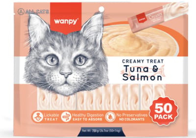 Wanpy Creamy Lickable Treats - Tuna & Salmon - Voordeelpack 50 Stuks - Kattensnack
