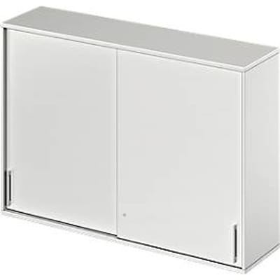 Schäfer Shop Genius Opzetkast met schuifdeuren TETRIS WOOD, 3 ordnerhoogten, B 1600 mm, lichtgrijs