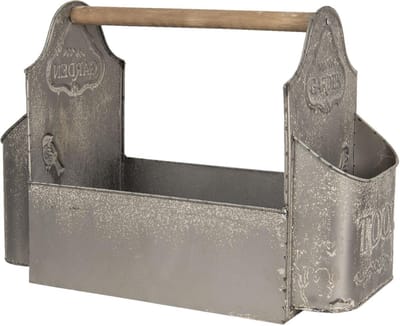 Clayre & Eef Decoratie Tuingereedschapskist 50x26x23 cm Grijs IJzer