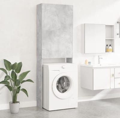 Wasmachine ombouw - Kast - Opbouwmeubel - Verhoger - Wasmachine meubel - Opbergkast - Hout - Betongrijs