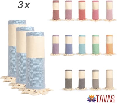 TAVAS Theedoeken & Keukendoeken Set – 3 x 50x90cm – Baby Blauw - 100% Katoen – Wafelstructuur – Sneldrogend – Zachte Handdoeken voor Keuken