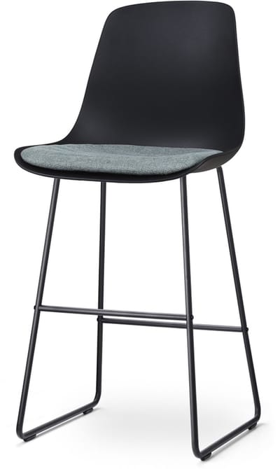 Nolon Nino-Liv Barkruk Zwart met Zacht Groen Zitkussen - Zwart Onderstel - 75 cm - Barstoel - Barkruk met Rugleuning