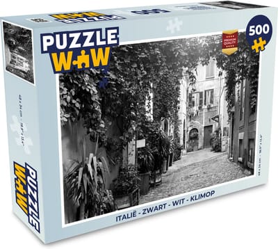 Puzzel Italië - Zwart - Wit - Klimop - Legpuzzel - Puzzel 500 stukjes