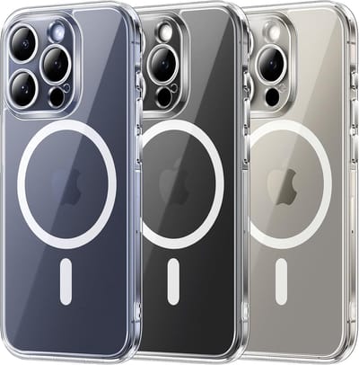 voor iPhone 15 Pro Case Compatibel met MagSafe, Volledige Camerabescherming, Wordt nooit geel, Schokbestendig Anti-vingerafdruk Anti-slip Dunne Slagvaste Hoes 6,1-Inch, Transparant