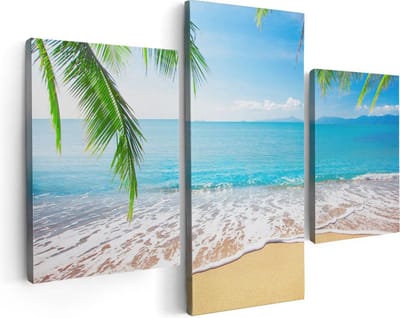 Artaza Canvas Schilderij Drieluik Tropisch Strand En Zee - 90x60 - Foto Op Canvas - Canvas Print