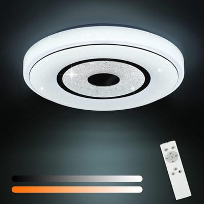NETTLIFE Plafondlamp LED - Kristal - rond - Wit - Dimbaar - Plafondverlichting met Afstandsbediening - Sterrenhemel Design - 30cm - voor Keuken | Slaapkamer | Bureau | Woonkamer | Hal - 18W
