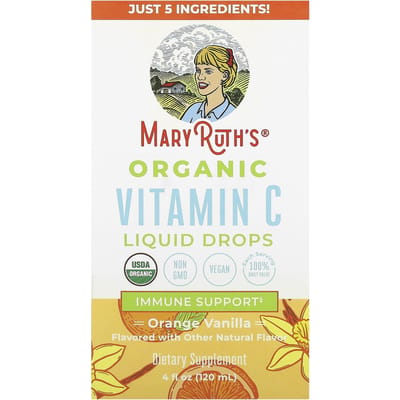 MaryRuth's, Gouttes Liquides de Vitamine C Bio, Orange Vanille, 4 fl oz (120 ml)