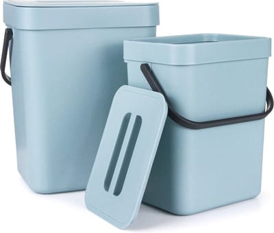 Voedselafvalbakken set voor keuken, badkamer en kantoor – Op te hangen met deksel, 3L + 5L