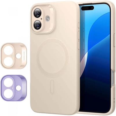 ESR Cloud Soft HaloLock Hoesje Geschikt voor Apple iPhone 16 - Compatibel met MagSafe en HaloLock - Siliconen Back Cover - Magnetische Beschermhoes - Beige